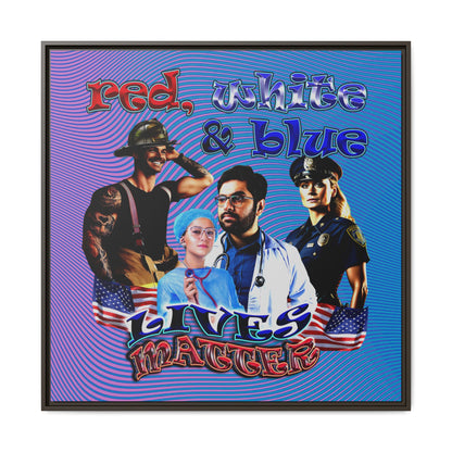 rw&b lives matter - framed canvas art (light blue-purple wave)
