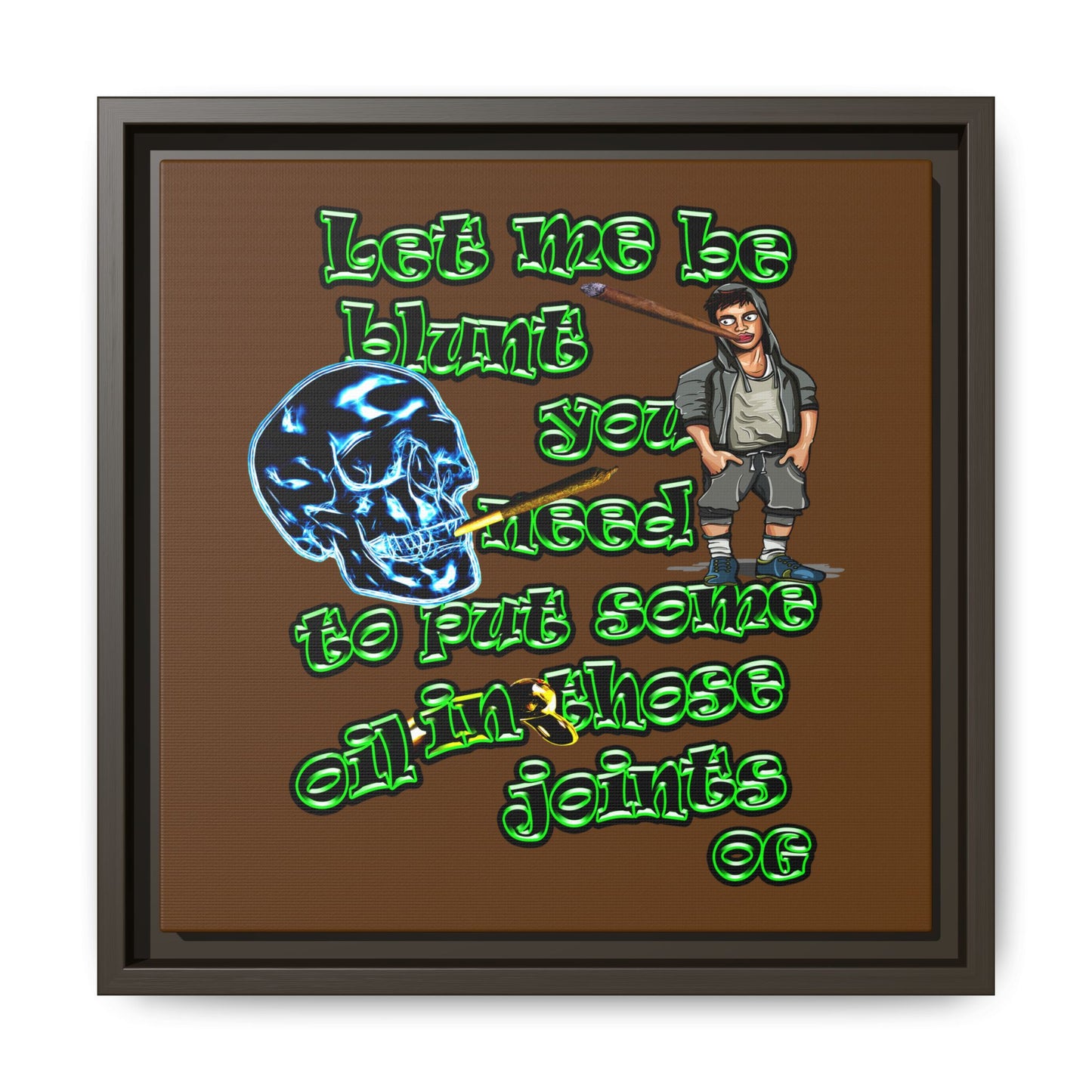 og - framed canvas art (brown)