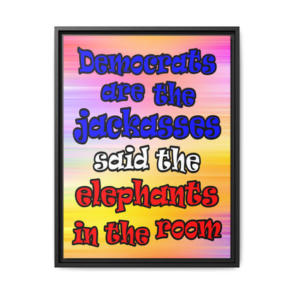 donkeys and elephants - framed canvas art (color blur)