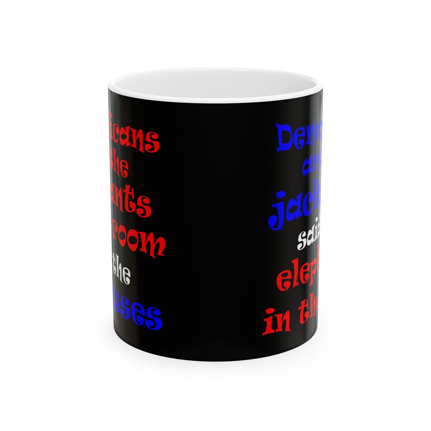 donkeys and elephants - White Mug (black)