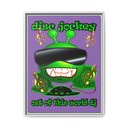 disc jockey - framed canvas art (light purple)