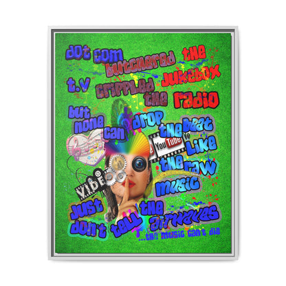 drop the beat - framed canvas art (green turf)