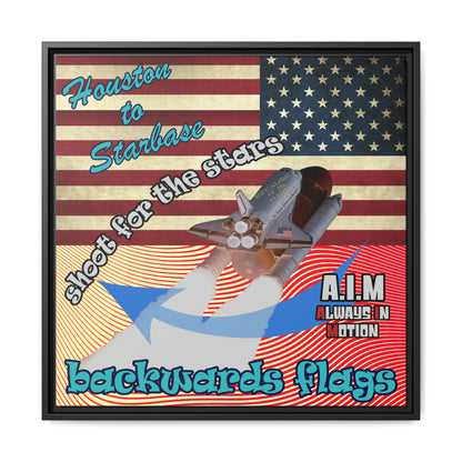 shoot for the stars - framed canvas art (yellow-orange wave)