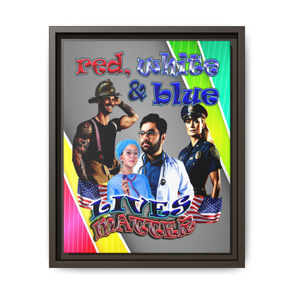 rw&b lives matter - framed canvas art (rainbow split)