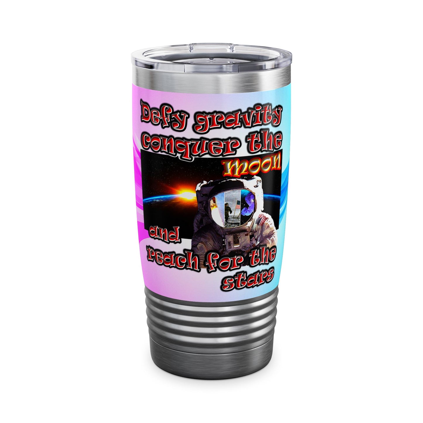 defy conquer reach - Ringneck Tumbler, 20oz (light blue-pink wave)
