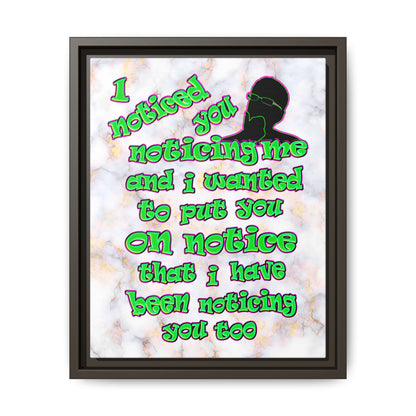 noticed you noticing - framed canvas art (white marble)