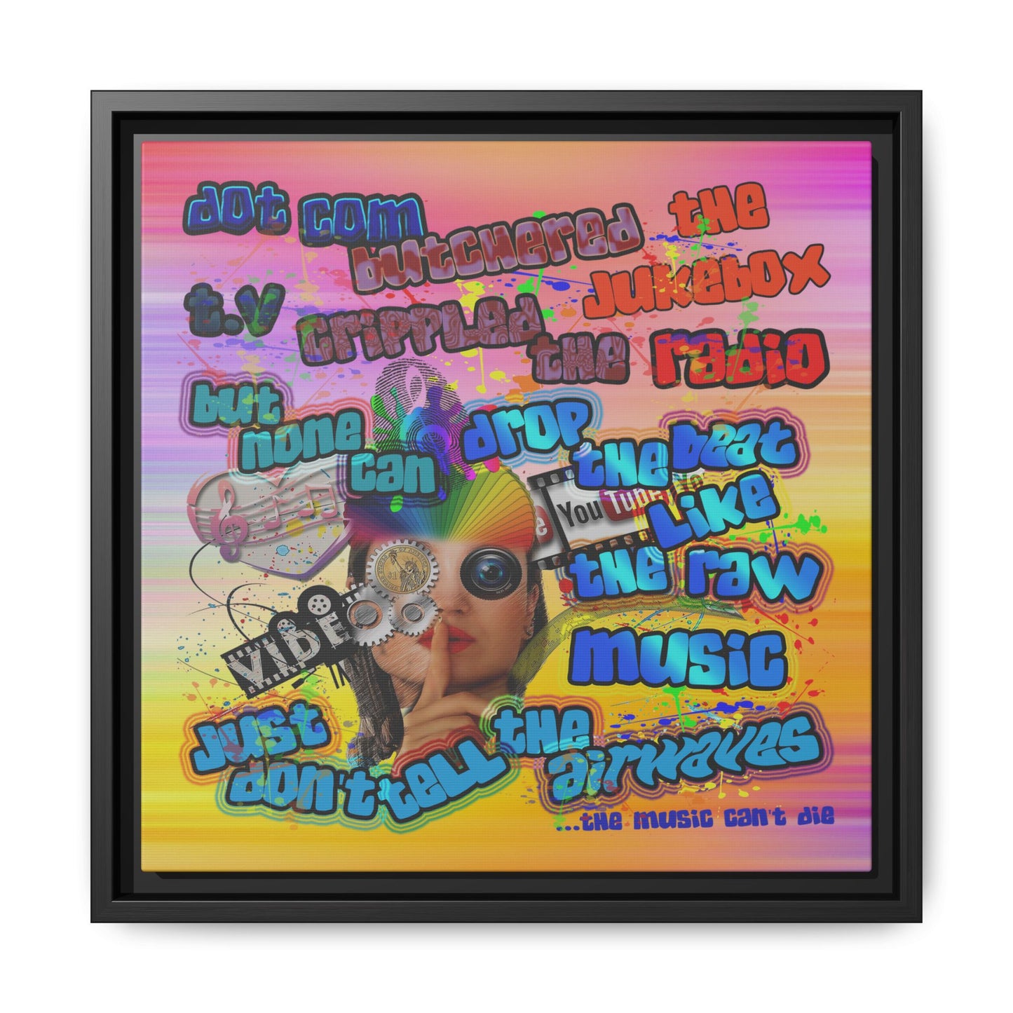 drop the beat - framed canvas art (color blur)