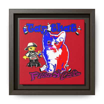 tag that - framed canvas art (dark red)