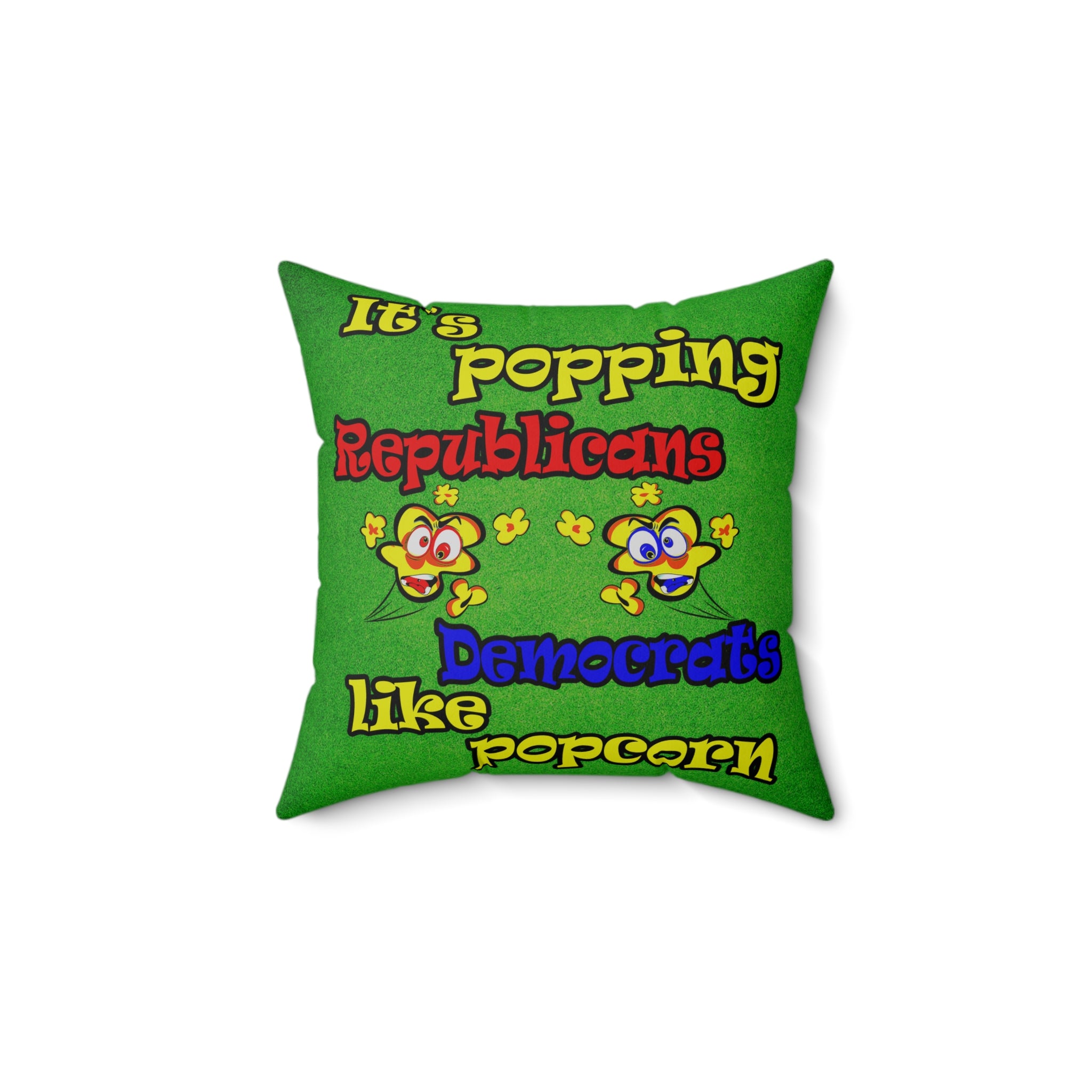 popping like popcorn - Spun Polyester Square Pillow - (green turf)