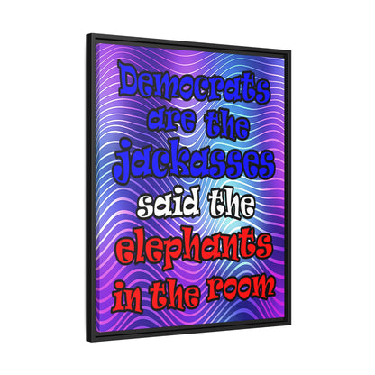donkeys and elephants - framed canvas art (purple wave)