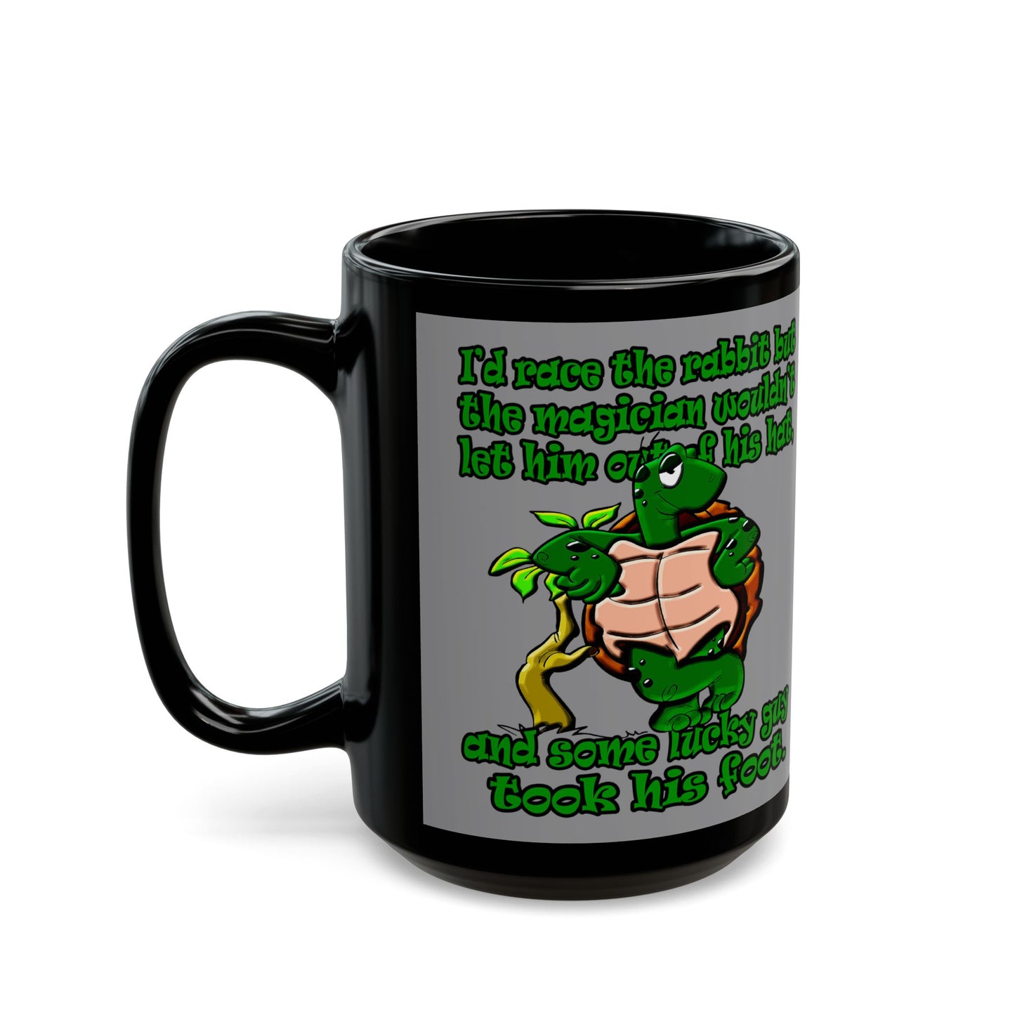 turtle race - Black Mug (grey)