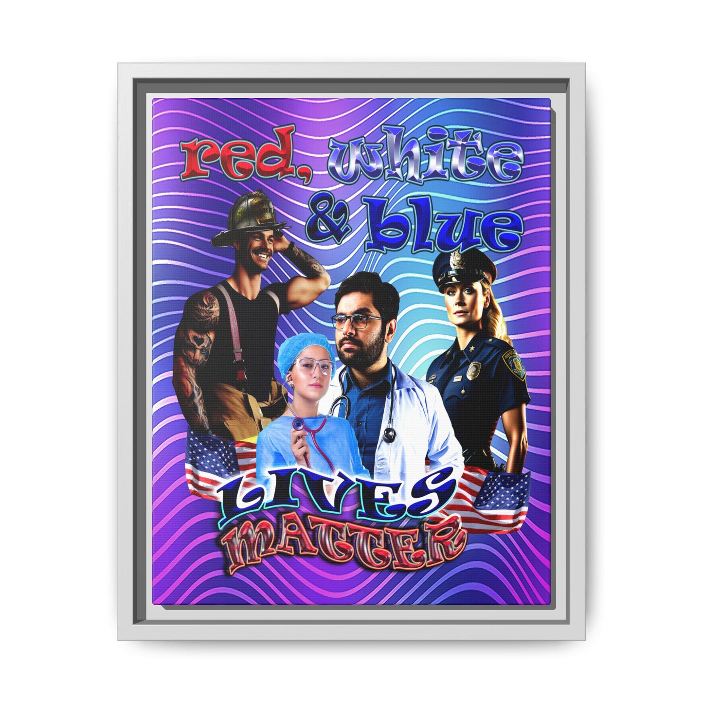 rw&b lives matter - framed canvas art (purple wave)