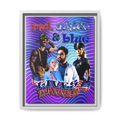 rw&b lives matter - framed canvas art (purple wave)