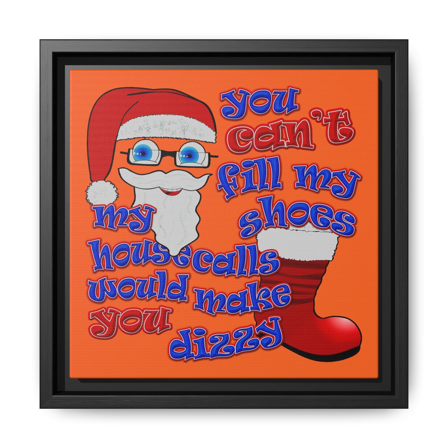 santa's shoes - framed canvas art (orange)