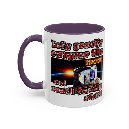 defy conquer reach - Accent Mug (white)