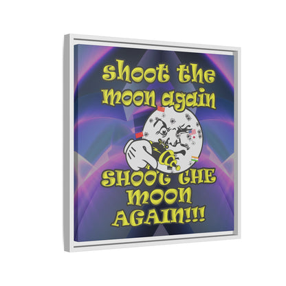 shoot the moon again - framed canvas art (grey-pink wave)