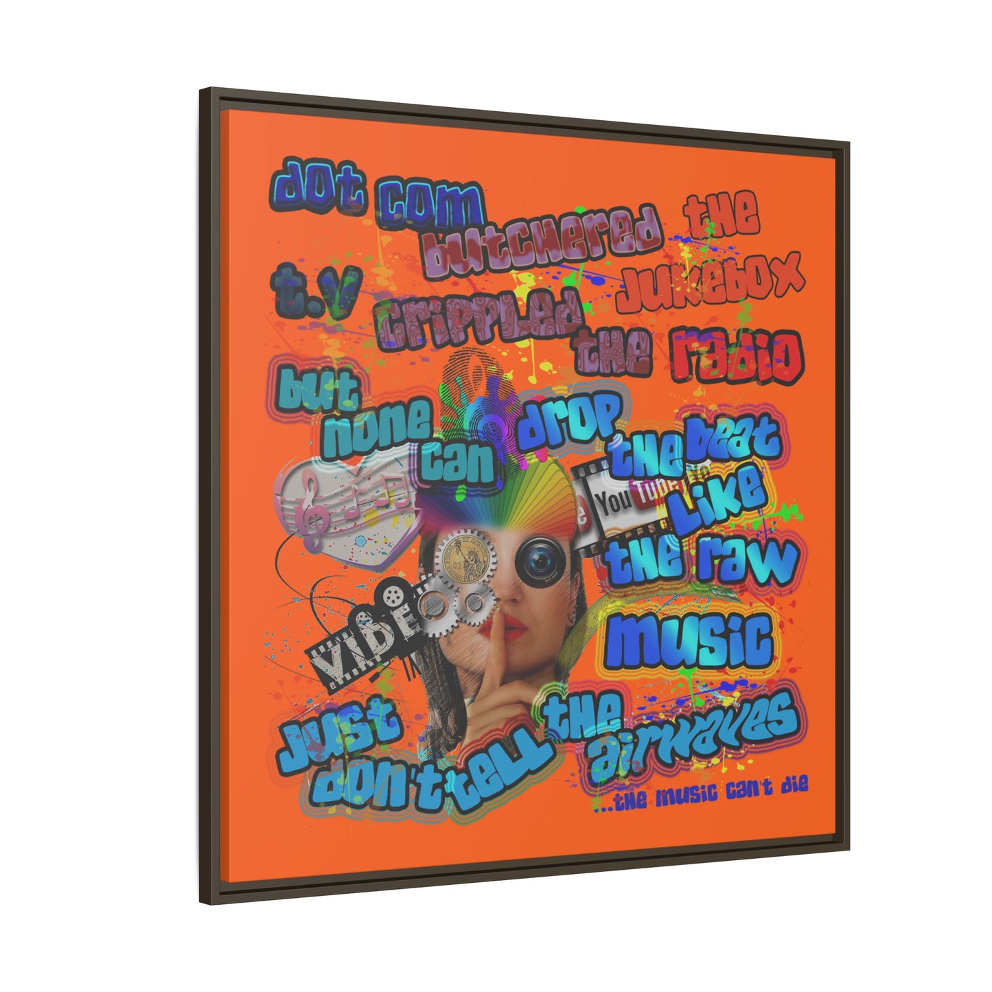drop the beat - framed canvas art (orange)