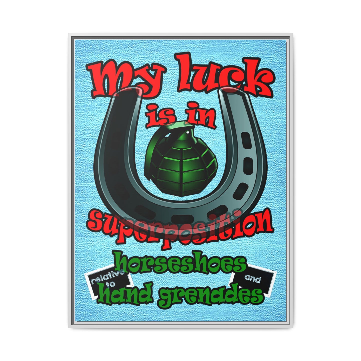 my luck - framed canvas art (faded blue)