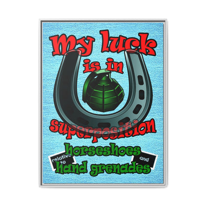 my luck - framed canvas art (faded blue)
