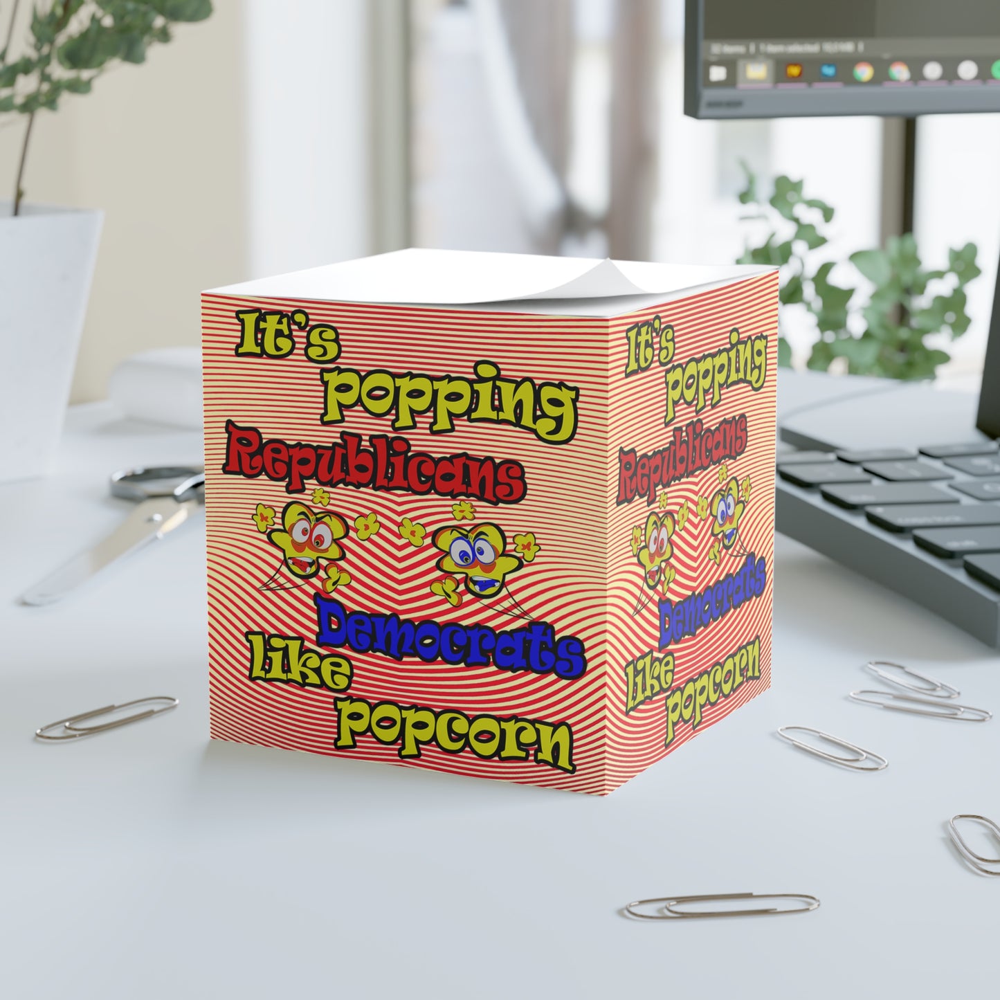 popping like popcorn - note cube (yellow-orange wave)