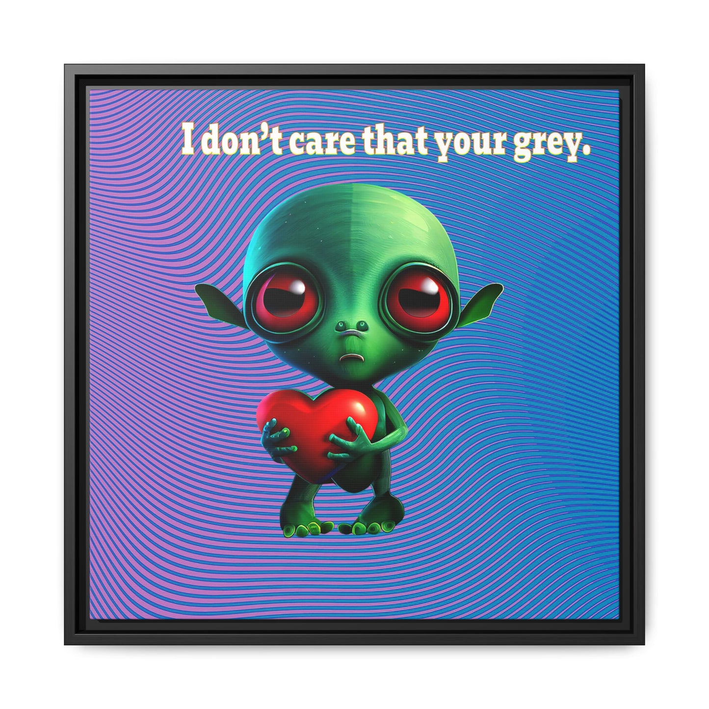 I don't care that your grey - framed canvas art (light blue-purple wave)