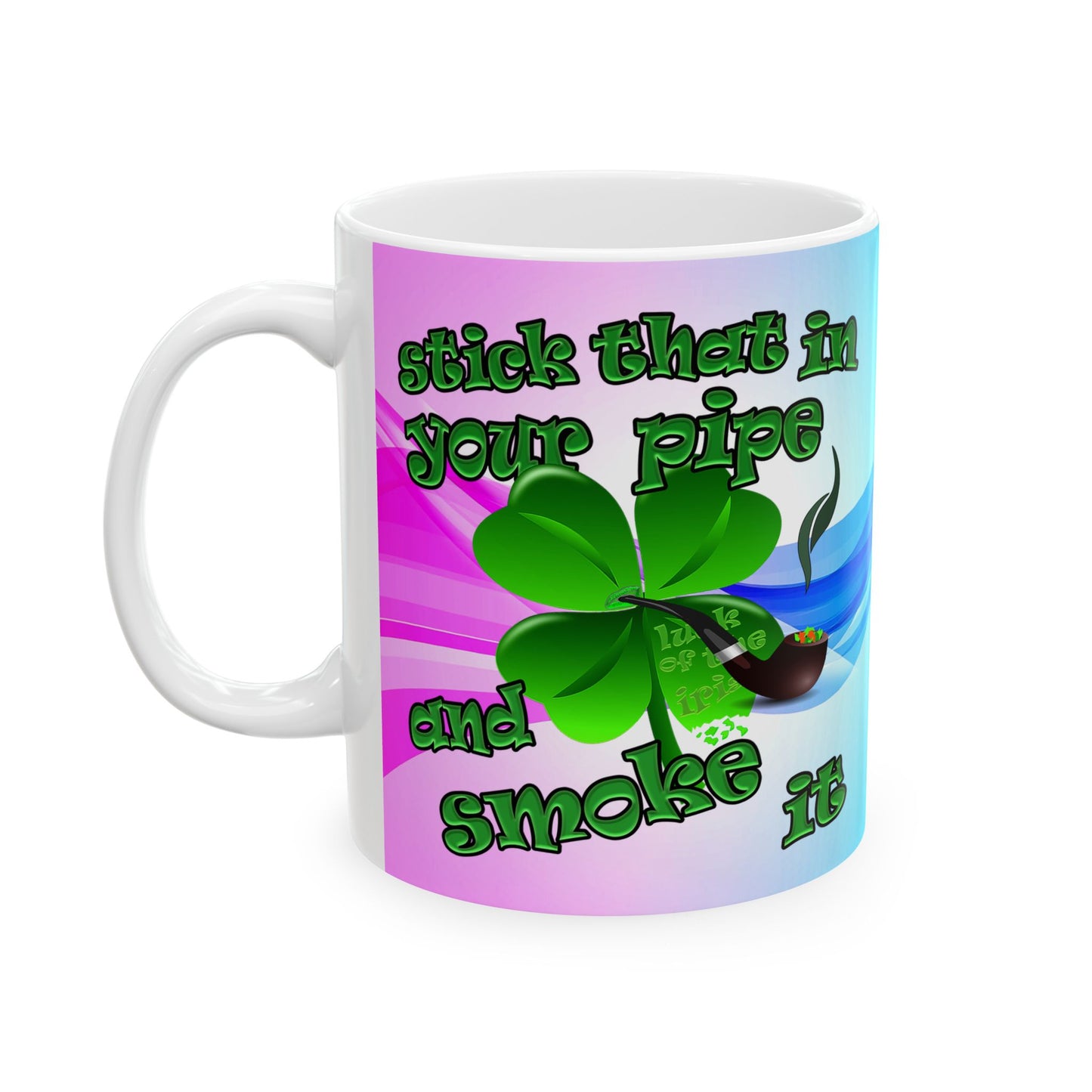 celtics logo - White Mug (light blue-pink wave)