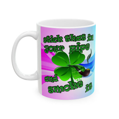 celtics logo - White Mug (light blue-pink wave)