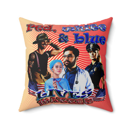 rw&b lives matter - Spun Polyester Square Pillow - (yellow-orange wave)
