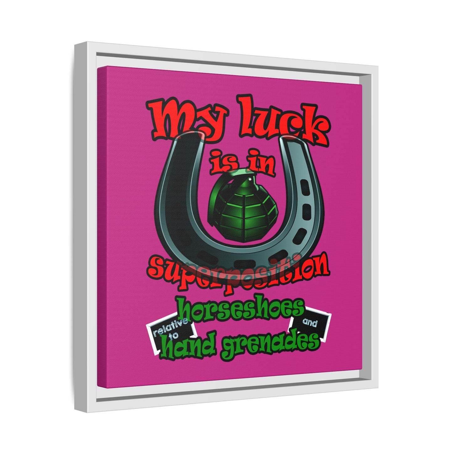 my luck - framed canvas art (pink)
