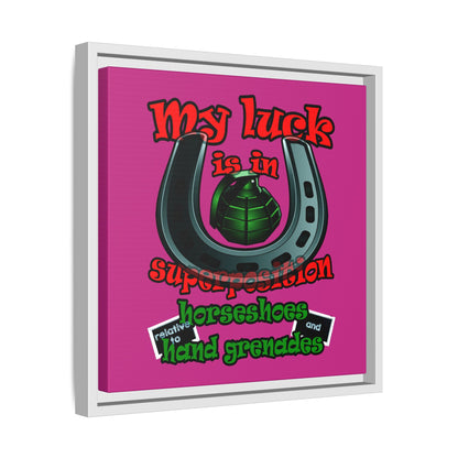 my luck - framed canvas art (pink)