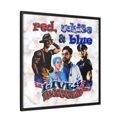 rw&b lives matter - framed canvas art (white marble)