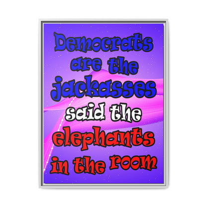 donkeys and elephants - framed canvas art (purple-pink wave)