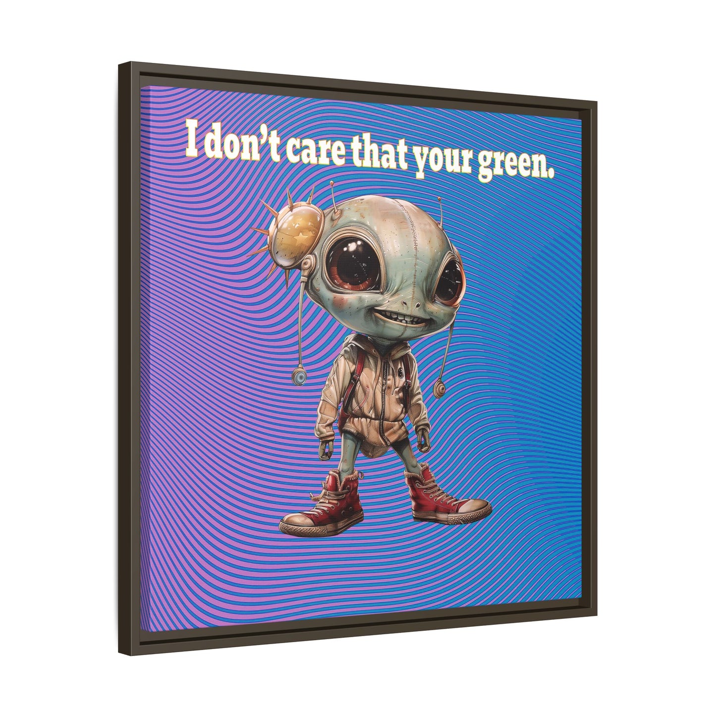 I don't care that your green - framed canvas art (light blue-purple wave)