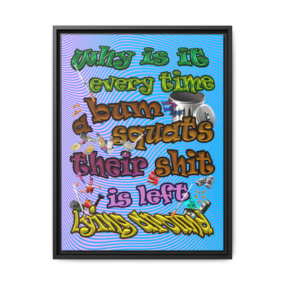 the bum's shit - framed canvas art (light blue-purple wave)