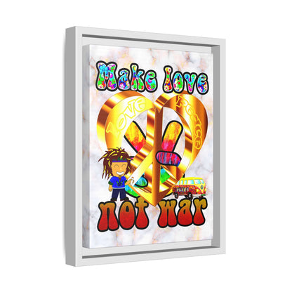 love peace - framed canvas art (white marble)