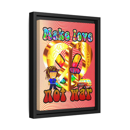 love peace - framed canvas art (yellow-orange wave)