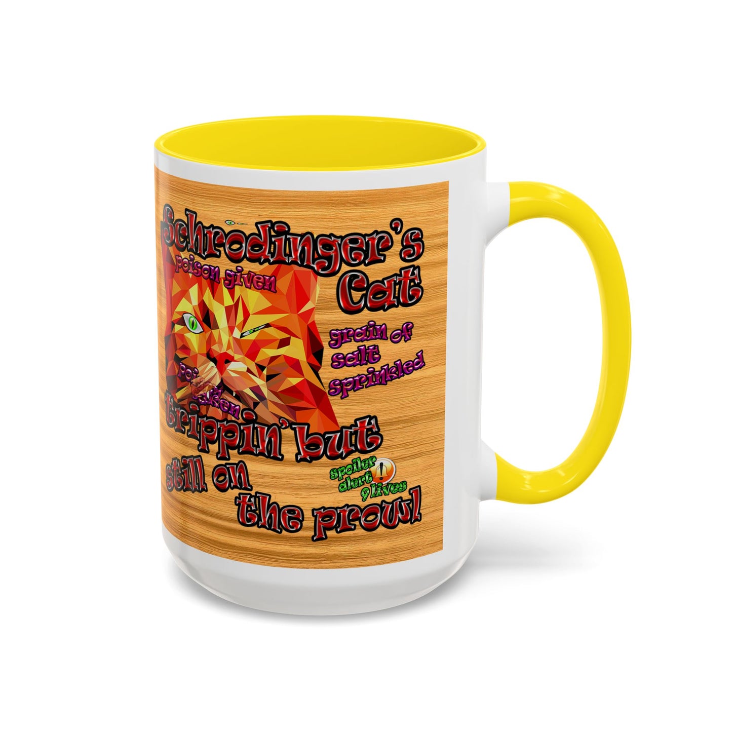 schrodinger's cat - Accent Mug (butterscotch wood finish)