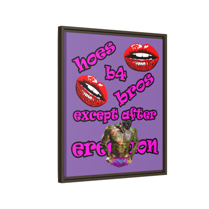 hoes b4 bros - framed canvas art (light purple)