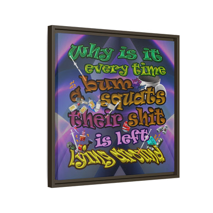 the bum's shit - framed canvas art (grey-pink wave)
