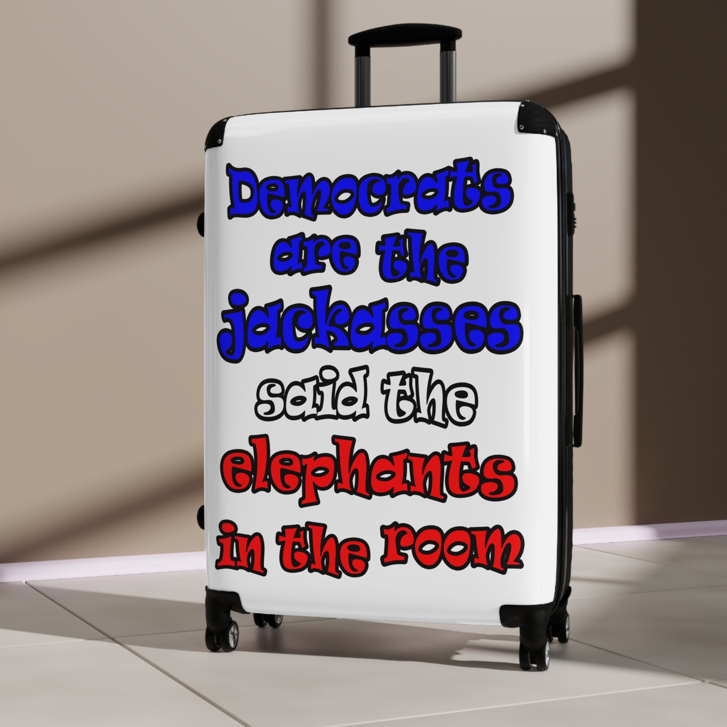 donkeys and elephants - Suitcase (white)