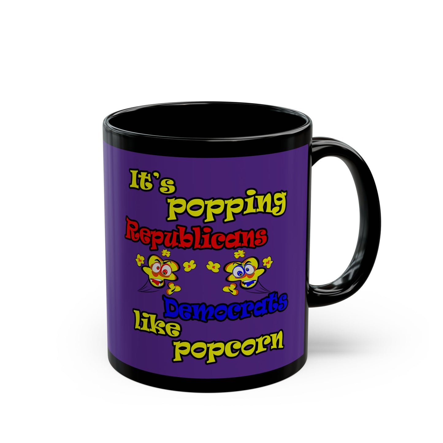 popping like popcorn - Black Mug (purple)