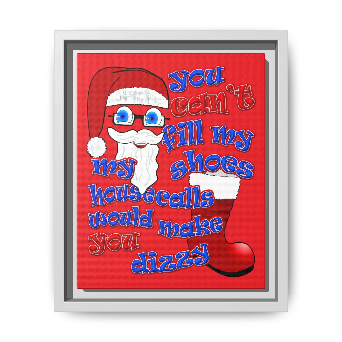 santa's shoes - framed canvas art (red)