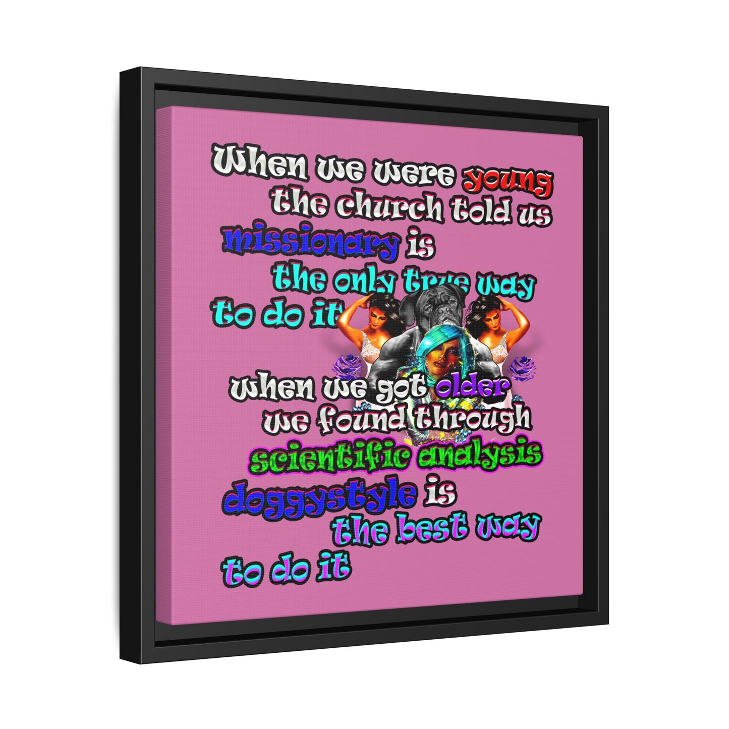 doggystyle - framed canvas art (light pink)
