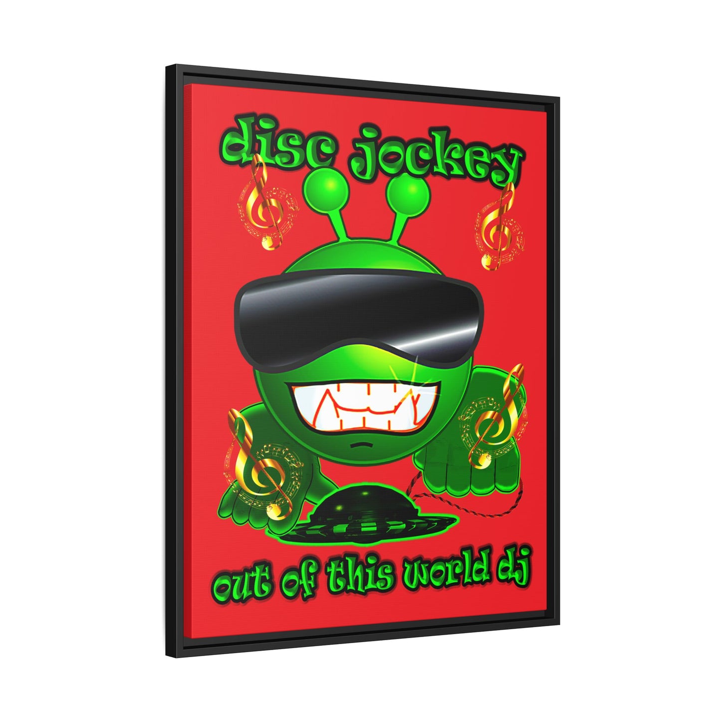 disc jockey - framed canvas art (red)