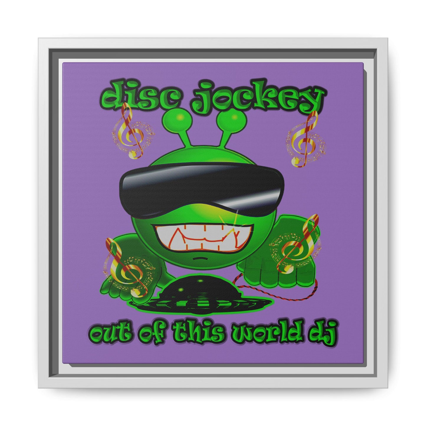 disc jockey - framed canvas art (light purple)