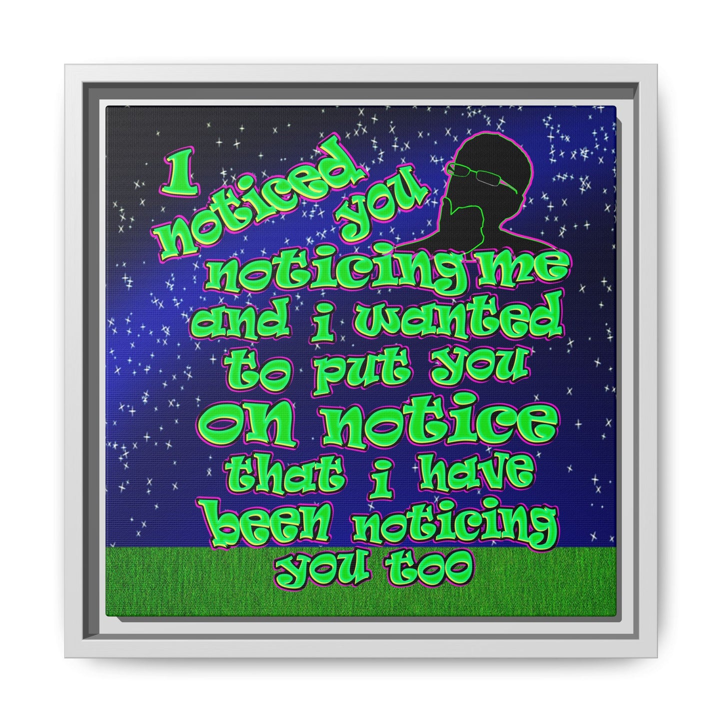 noticed you noticing - framed canvas art ('snoops' background)