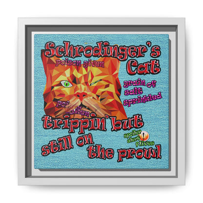 schrodinger's cat - framed canvas art (faded blue)