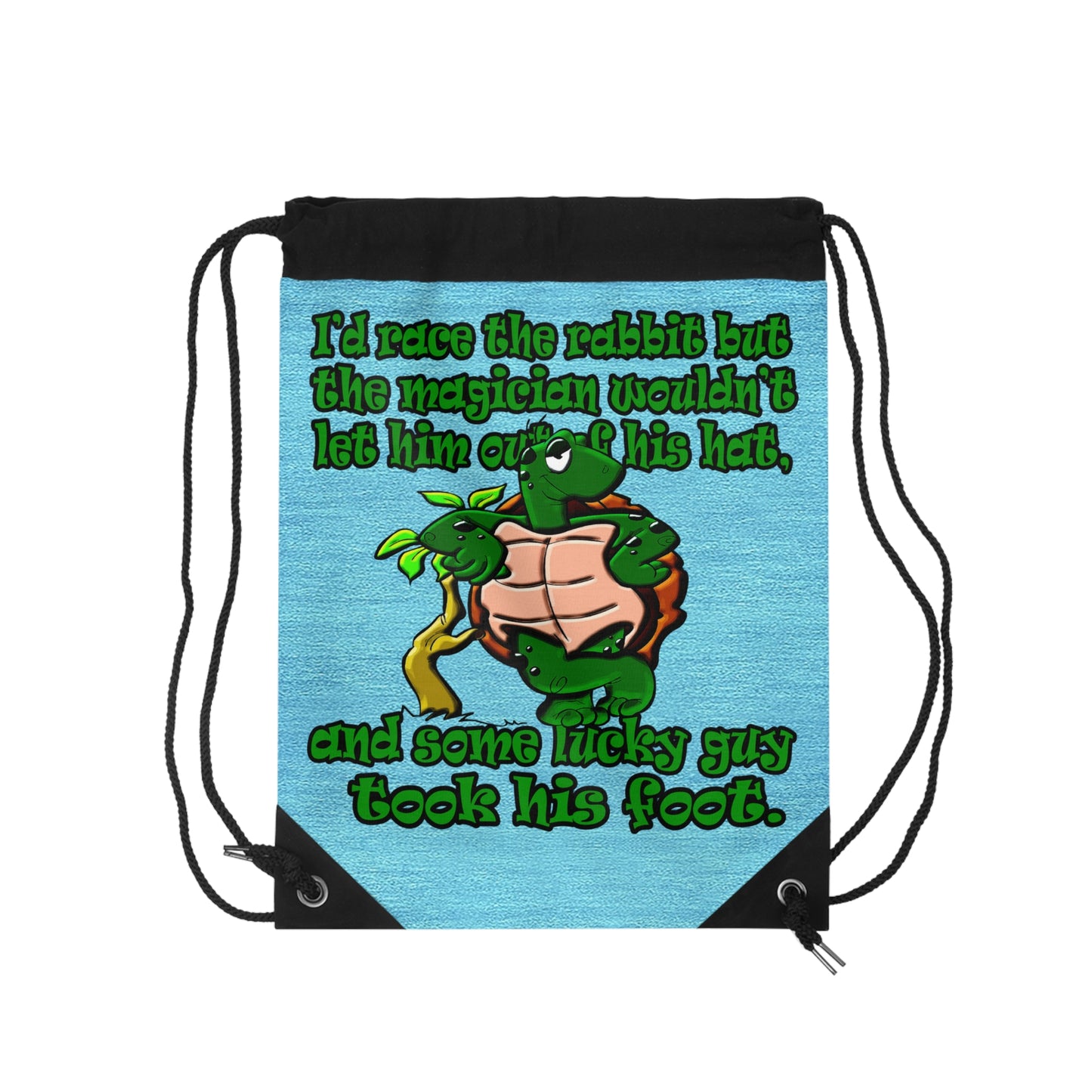 turtle race - Drawstring Bag (faded blue)