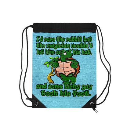 turtle race - Drawstring Bag (faded blue)
