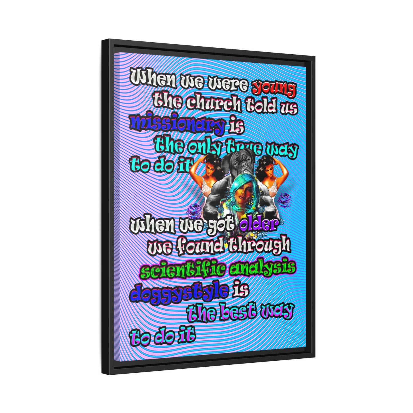 doggystyle - framed canvas art (light blue-purple wave)